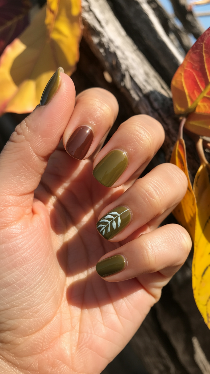 Leaf Accent Nails