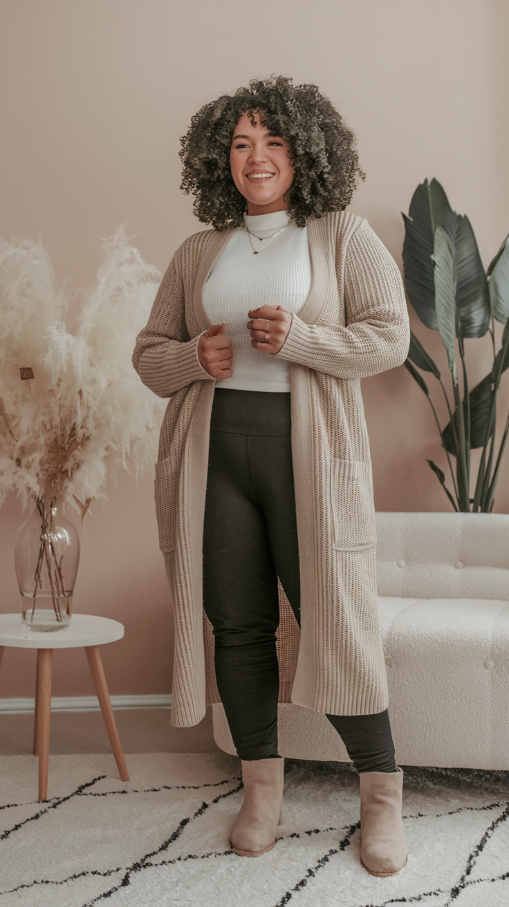 Long Cardigan + Leggings