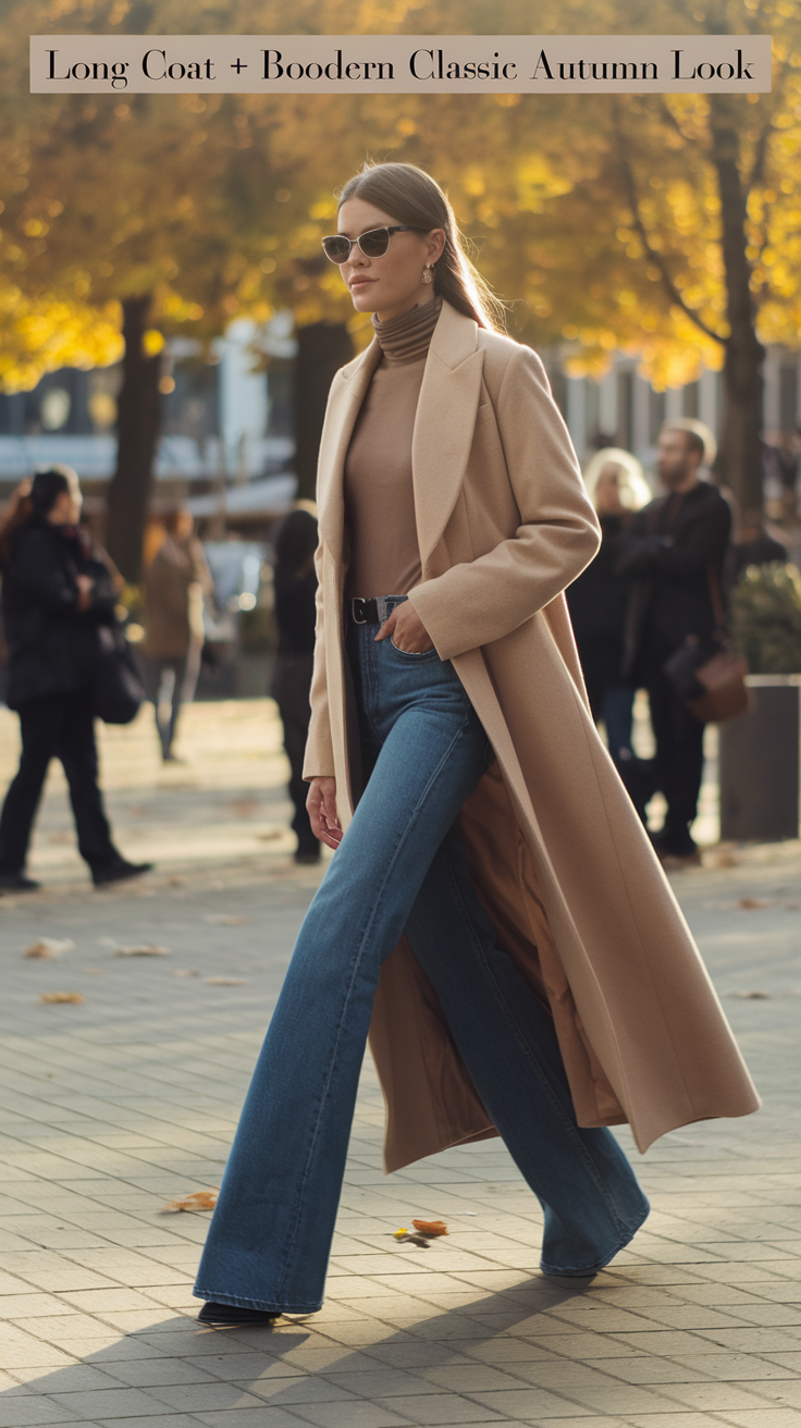 Long Coat + Bootcut Jeans