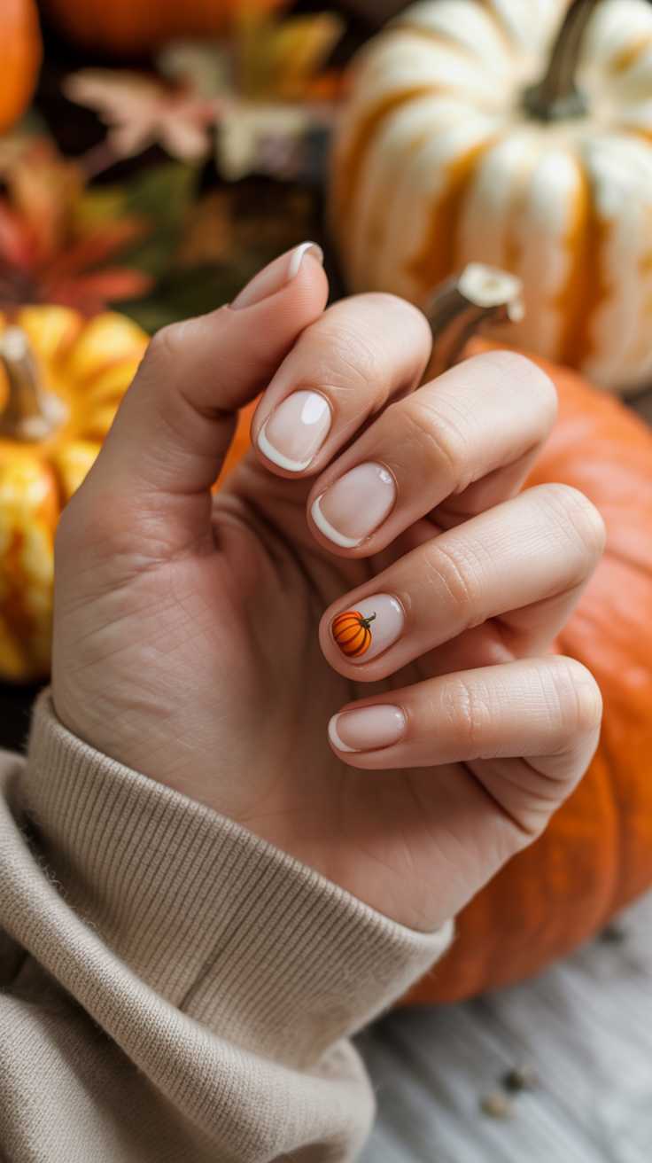 Minimalist Pumpkin Accent Nails