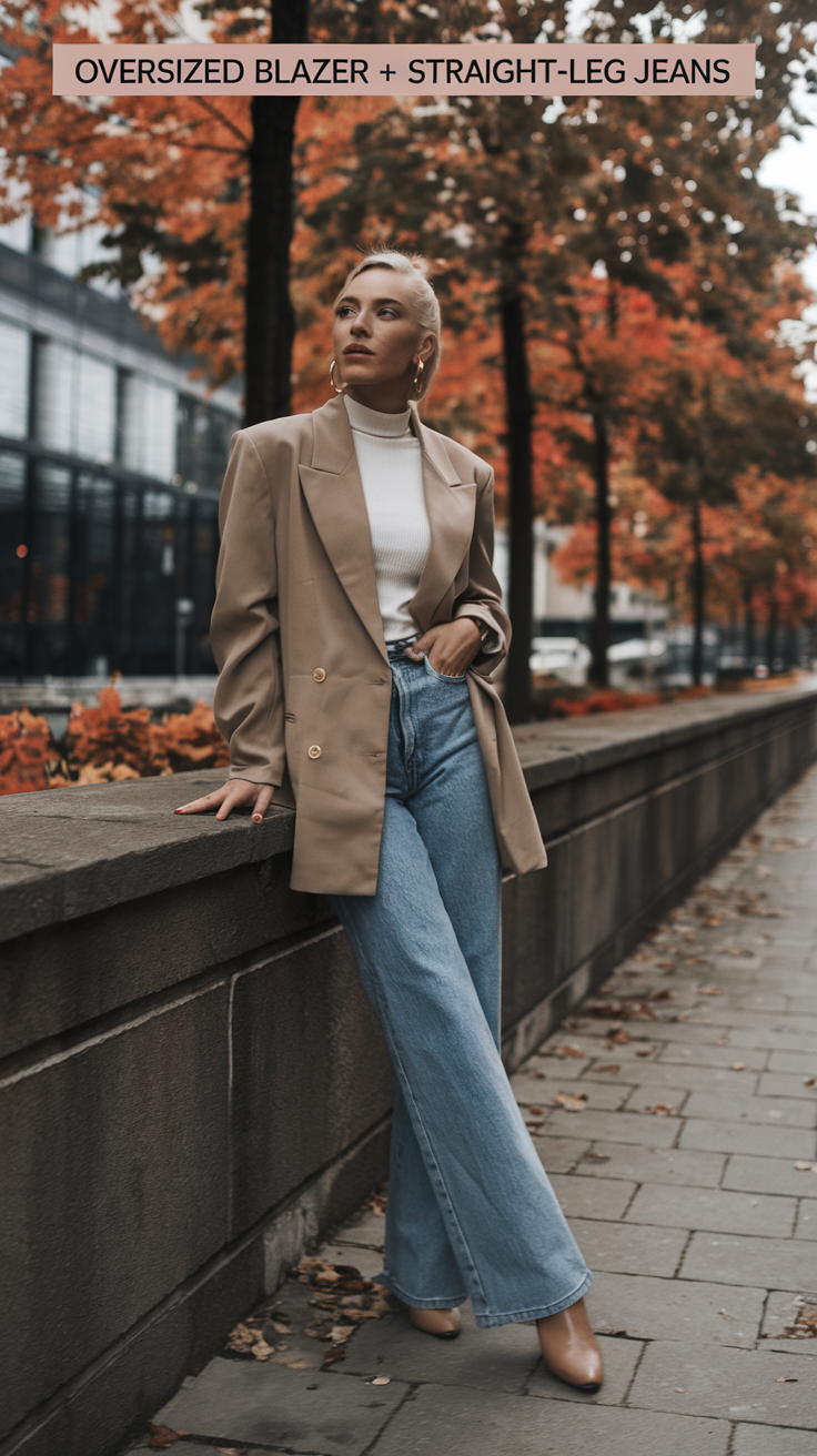 Oversized Blazer + Straight-Leg Jeans