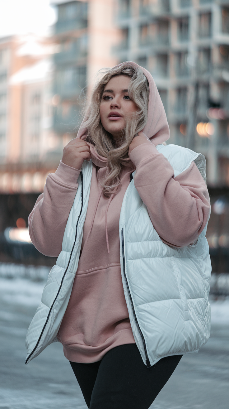 Oversized Hoodie + Puffer Vest