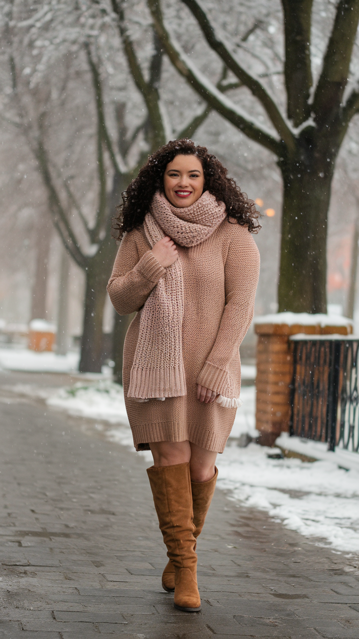 Oversized Scarf + Sweater Dress