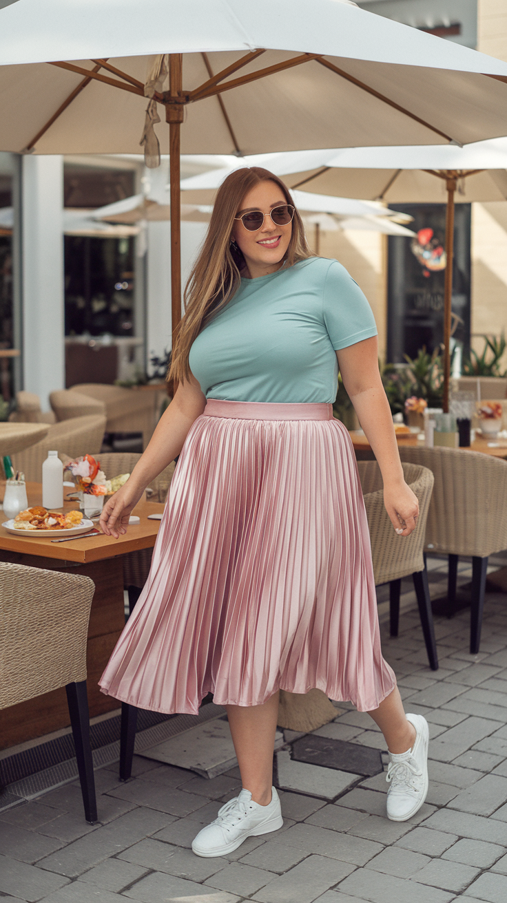 Pleated Skirt + Fitted Tee