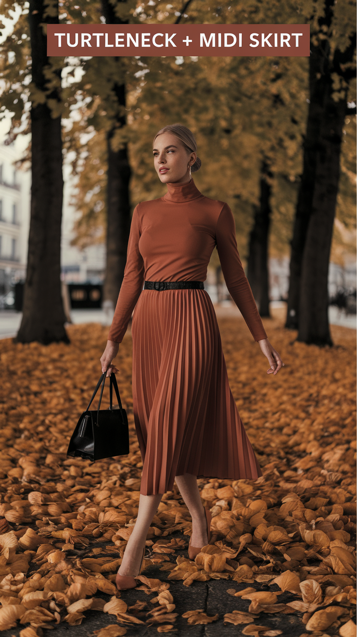 Turtleneck + Midi Skirt
