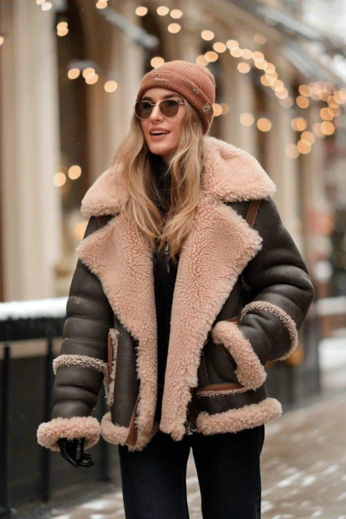 Shearling Jacket + Dark Denim