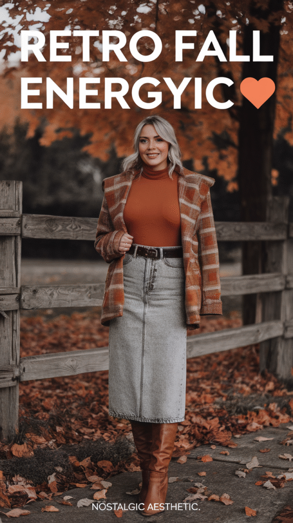 Denim Skirt + Turtleneck + Boots