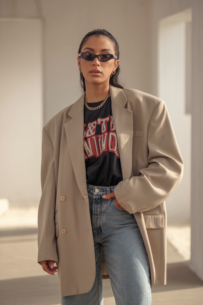 Oversized Blazer + Statement Tee