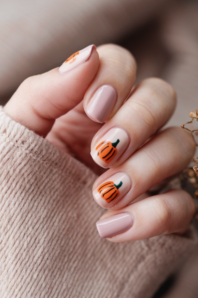 Minimal Pumpkin Nail Art