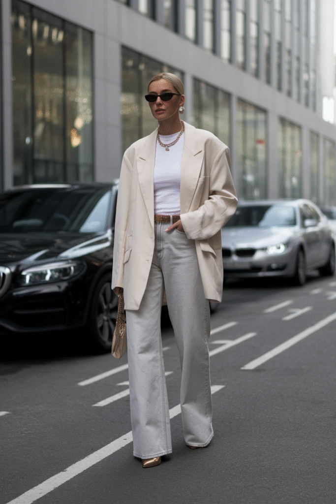 Oversized Blazer + Straight-Leg Denim