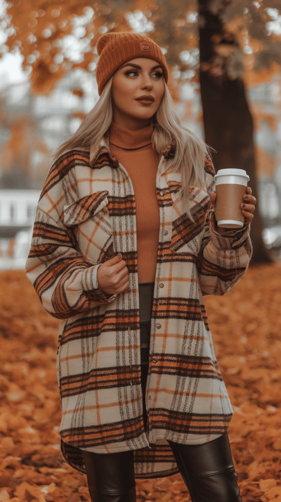 Flannel + Faux Leather Leggings