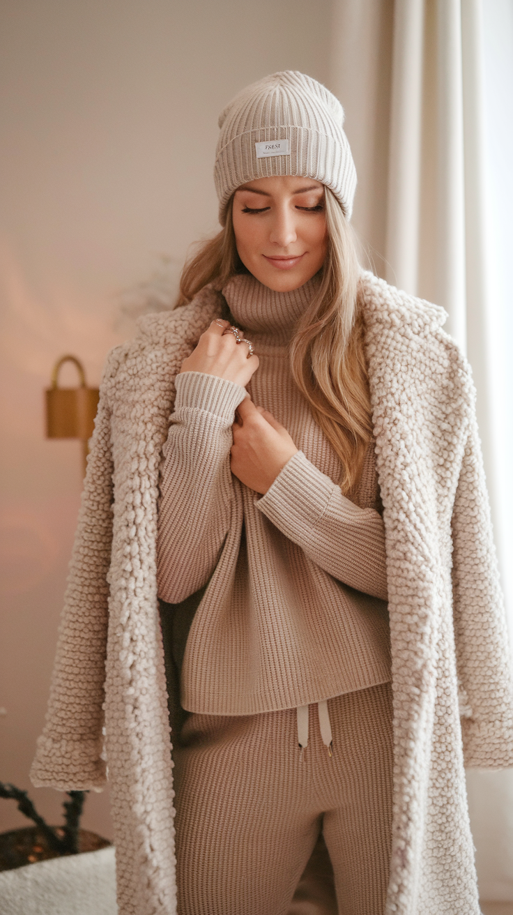 Cozy Knit Set + Longline Wool Coat