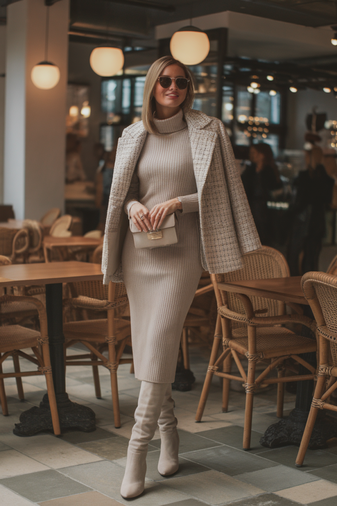 Knit Dress + Knee-High Boots