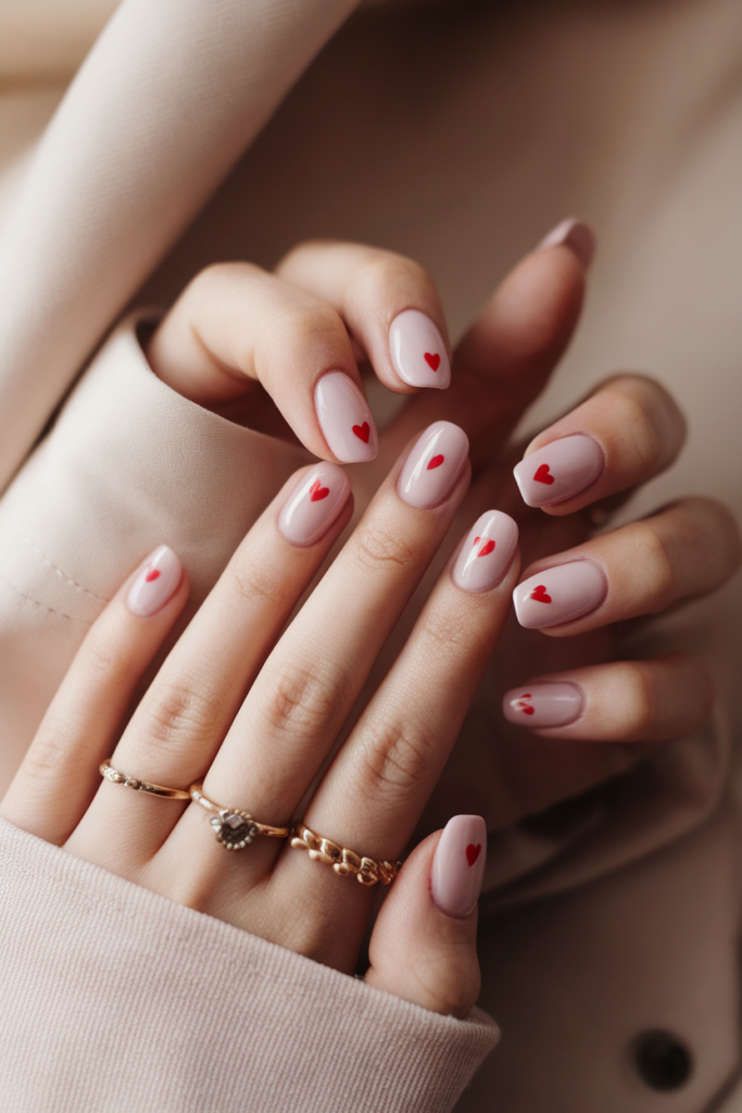 Tiny Heart Accent Nails